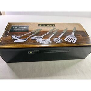 41 & Main 6 Pc Serving Utensil Set Stainless Steel Sage Green 41M-3088-GN
